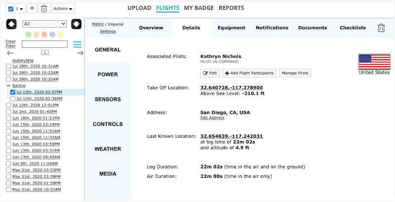 airdata general flight details