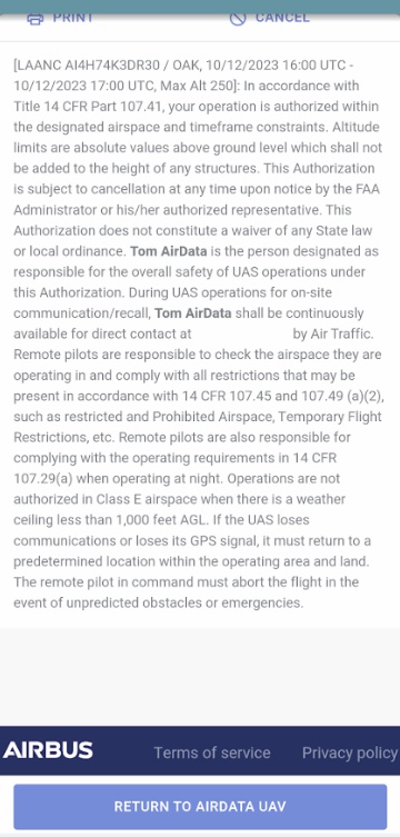 LAANC Authorization Screenshot 5