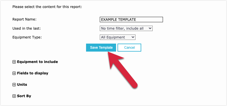 create equipment report template